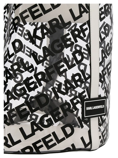 Shop Karl Lagerfeld 'k/beach Logo' Handbag In White/black