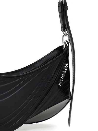 Shop Mugler 'small Embossed Spiral Curve 01' Shoulder Bag In Black