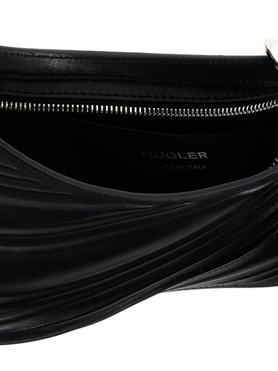 Shop Mugler 'small Embossed Spiral Curve 01' Shoulder Bag In Black