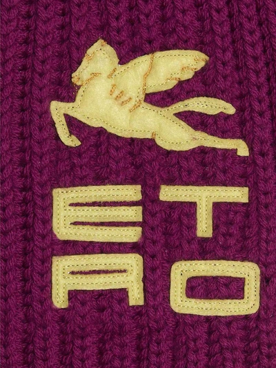 Shop Etro Tricot Logo Scarf In Fuchsia