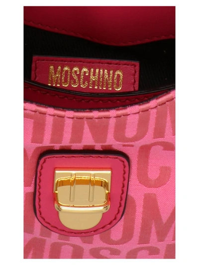 Shop Moschino Jacquard Crossbody Bag In Fuchsia