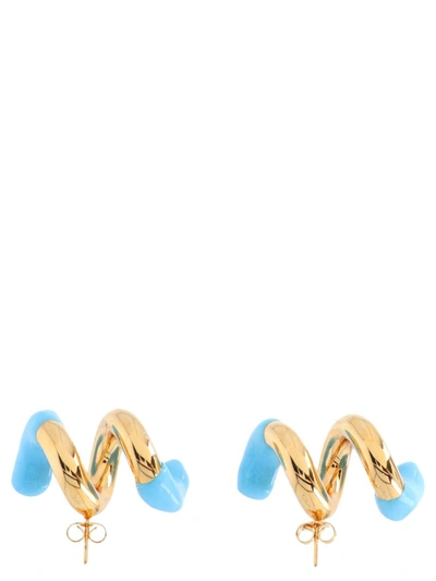 Shop Sunnei 'fusillo Double' Earrings In Light Blue