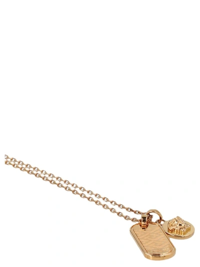 Shop Versace 'la Greca Tag' Necklace In Gold