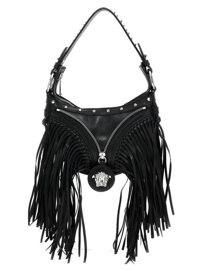 Shop Versace 'repeat' Mini Shoulder Bag In Black