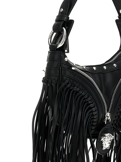 Shop Versace 'repeat' Mini Shoulder Bag In Black