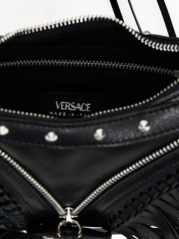 Versace mini Fringed Repeat shoulder bag - Black