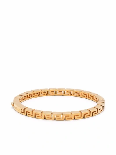 Shop Versace Greca-chain Bracelet In Gold-tone Brass Man In Metallic