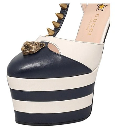 Shop Gucci Angel Spiked Leather Platforms In Blue/pal.c