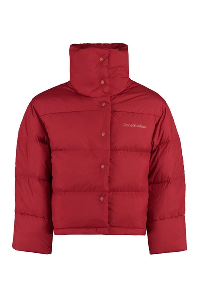 Shop Acne Studios Zip And Snap Button Fastening Down Jacket In Red