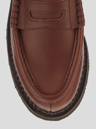 Shop Paraboot Loafer In <p> Loafer In Brown Leather With Stitching Details