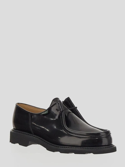 Shop Paraboot Derby Shoes In <p> Derby Shoes In Black Shiny Leather With Stitching Details