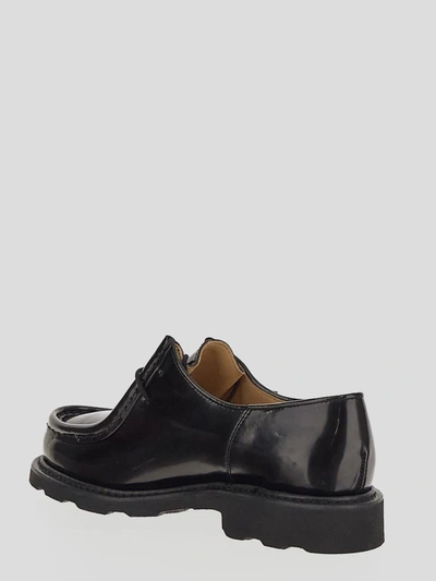 Shop Paraboot Derby Shoes In <p> Derby Shoes In Black Shiny Leather With Stitching Details