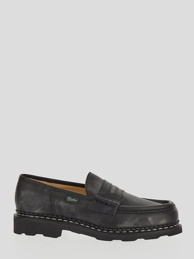 Shop Paraboot Loafer In <p> Loafer In Black Leather With Stitching Details