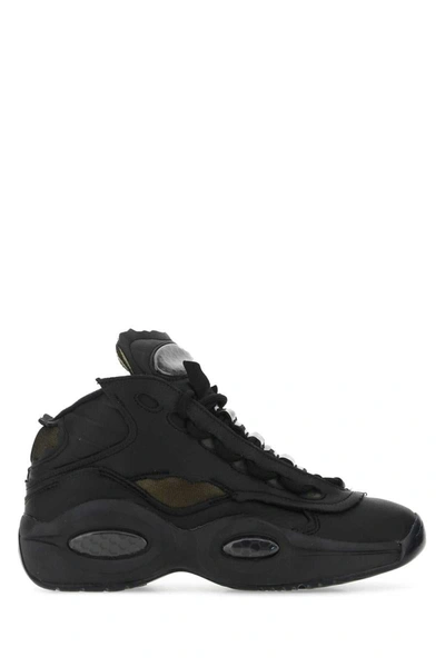 Reebok Sculpted Leather Sneakers With Distinctive Sole In Black
