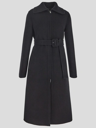 Shop Jil Sander Coats In <p> Belted Coat In Black Virgin Wool