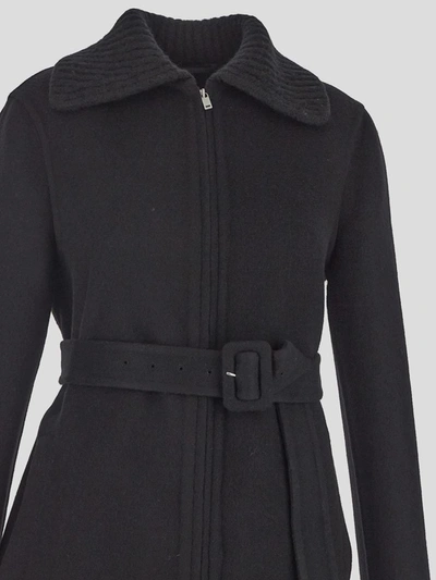 Shop Jil Sander Coats In <p> Belted Coat In Black Virgin Wool