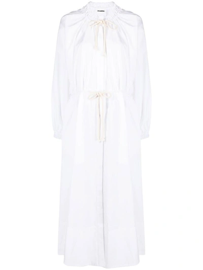 Shop Jil Sander Long Dress In Cotton In White