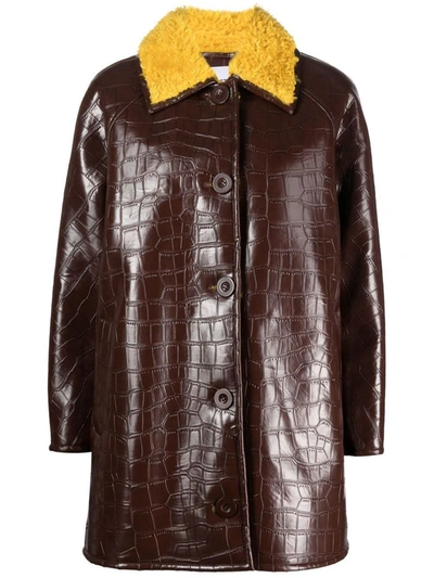 Shop Stand Studio Faux Leather Jacket With Long Sleeves In Brown