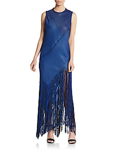 Shop Proenza Schouler Fringe Woven Asymmetrical Maxi Dress