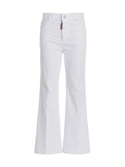 Shop Dsquared2 'super Flared Cropped' Jeans In White