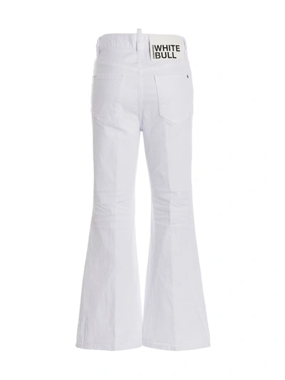 Shop Dsquared2 'super Flared Cropped' Jeans In White