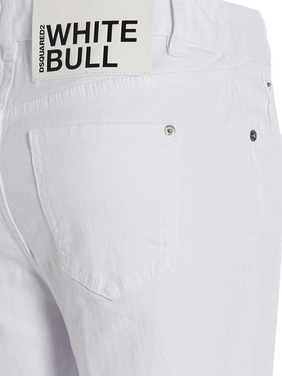 Shop Dsquared2 'super Flared Cropped' Jeans In White