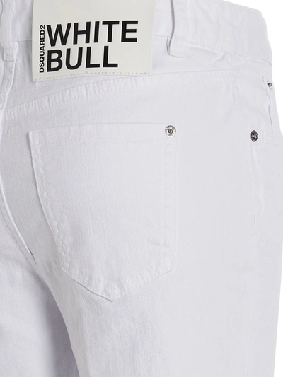Dsquared2 'wide Leg Cropped' Jeans In White