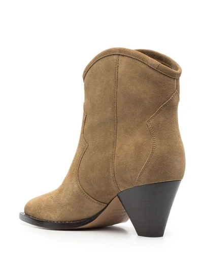 Shop Isabel Marant Darizo Leather Boots In Dove Grey
