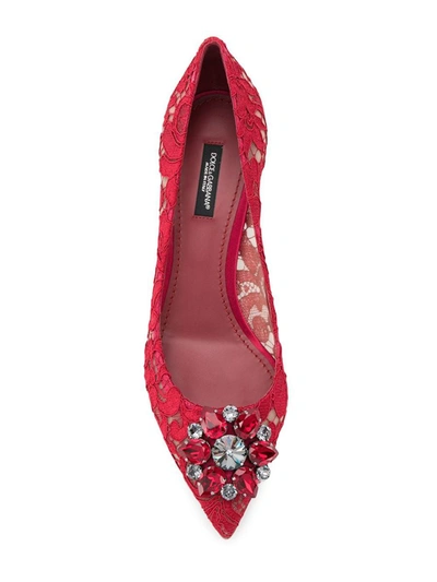 Shop Dolce & Gabbana Bellucci Lace Pumps In Red