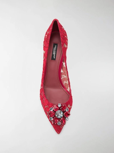 Shop Dolce & Gabbana Bellucci Lace Pumps In Red