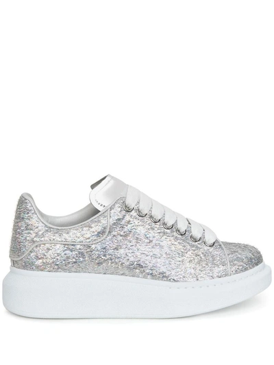 Shop Alexander Mcqueen Oversize Glittered Sneakers In Silver