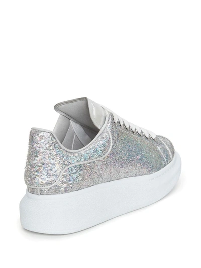 Shop Alexander Mcqueen Oversize Glittered Sneakers In Silver