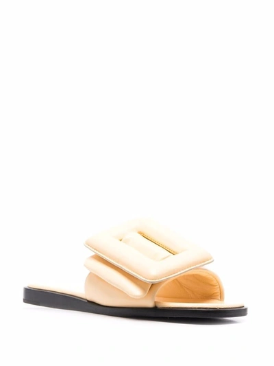 Boyy Yellow Puffy Flat Sandals In Beige