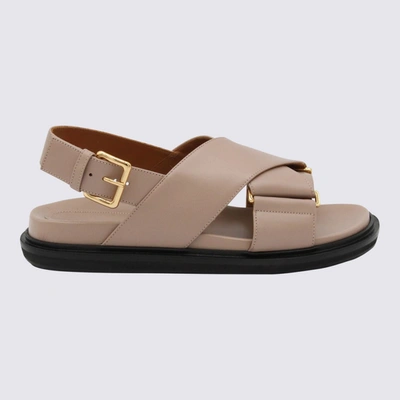 Shop Marni Sand Beige Leather Fussbett Sandals In Desert Beige