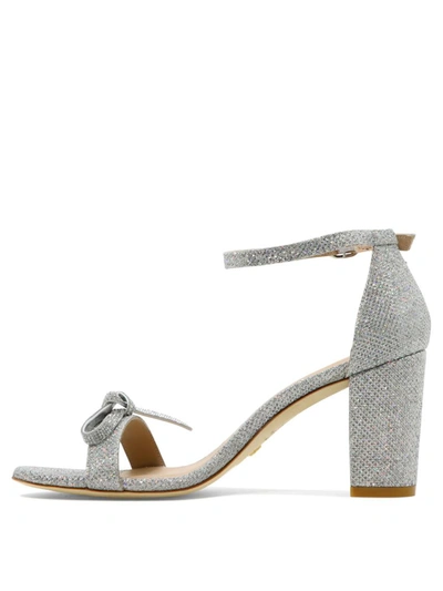 Shop Stuart Weitzman "nearlynude Sw Bow" Sandals In Silver