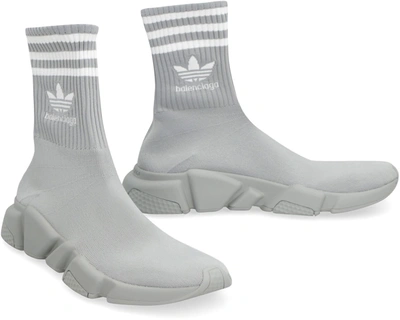 Shop Balenciaga X Adidas -speed Trainers Knitted Sock-sneakers In Grey