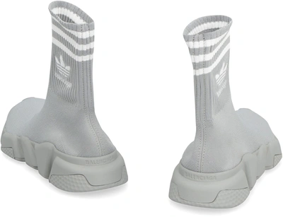 Shop Balenciaga X Adidas -speed Trainers Knitted Sock-sneakers In Grey