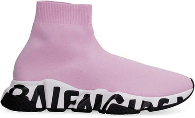 Shop Balenciaga Speed Knitted Sock-sneakers In Pink