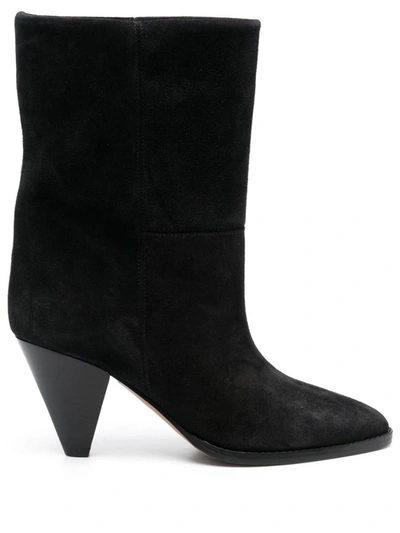 Shop Isabel Marant Rouxa Suede Leather Boots In Black
