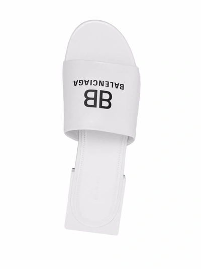 Shop Balenciaga Box Leather Flat Sandals In White