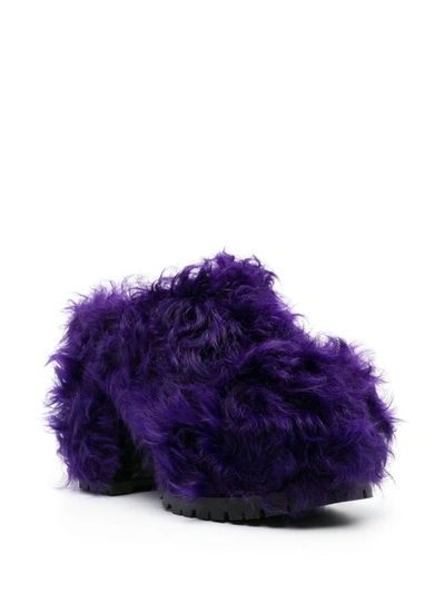 Shop Haus Of Honey Faux Fur Platform Mules In Purple