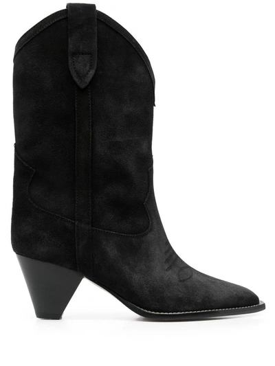 Shop Isabel Marant Luliette Leather Boots In Black