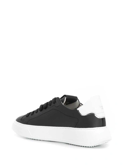 Shop Philippe Model Temple Low Black Leather Sneakers