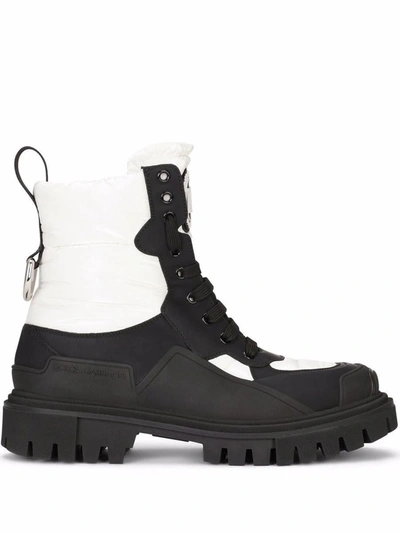 Shop Dolce & Gabbana Dg Next Nylon And Leather Boots In Black
