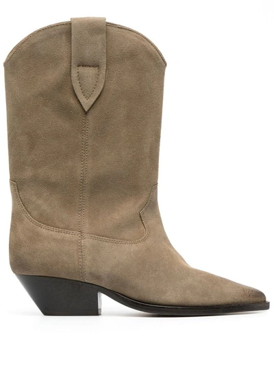 Shop Isabel Marant Duerto Leather Boots In Dove Grey