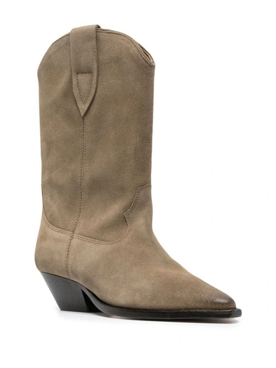 Shop Isabel Marant Duerto Leather Boots In Dove Grey