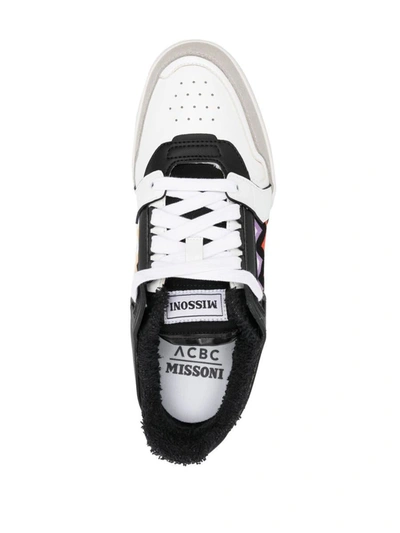 Shop Missoni Sport Leather Sneakers In Multicolour
