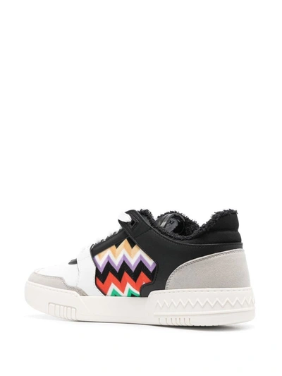 Shop Missoni Sport Leather Sneakers In Multicolour