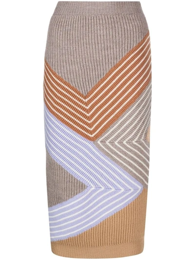 Shop Stella Mccartney Wool Midi Skirt In Multicolour