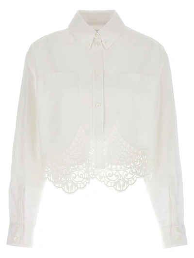 Shop Burberry Cropped Crochet Shirt In White